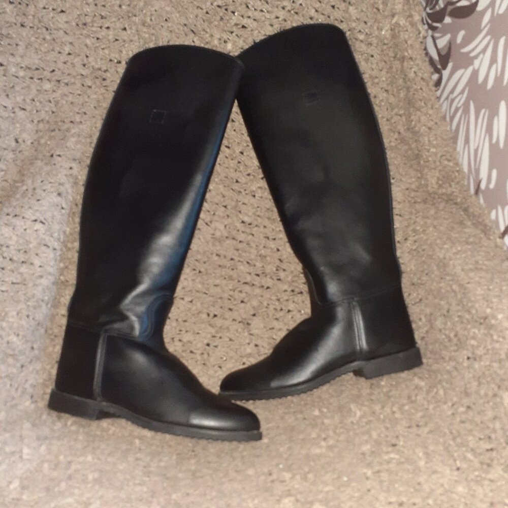 Vintage EQUESTRIAN/RIDING BOOT-USA-Essex Magic Feather-Black Leather-6.5-NWOB